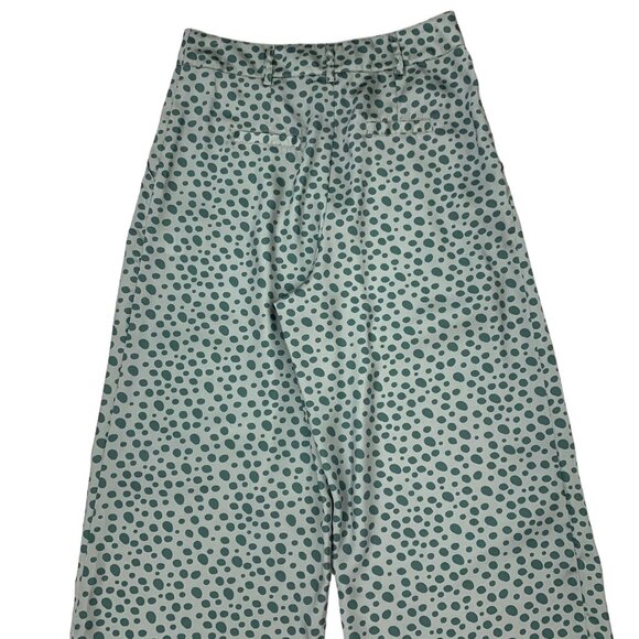 Amber Sakai Wide Leg Pants 6 Long Green Lightweight Linen Relaxed - Picture 5 of 6